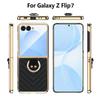 Electroplated Diamond Grid PU Leather Ring Holder Case for Samsung Z Flip7/6/5