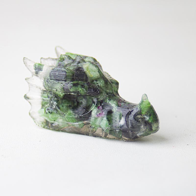 Resin Crystal Dragon Head Figurine With Natural Waterstone For Home Office Decor