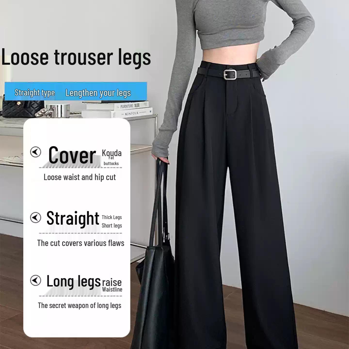 

2026 New Slim-Fit High-Waisted Wide-Leg Suit Pants for Petite Women - Spring/Fall Collection 2XL 140-148 lbs