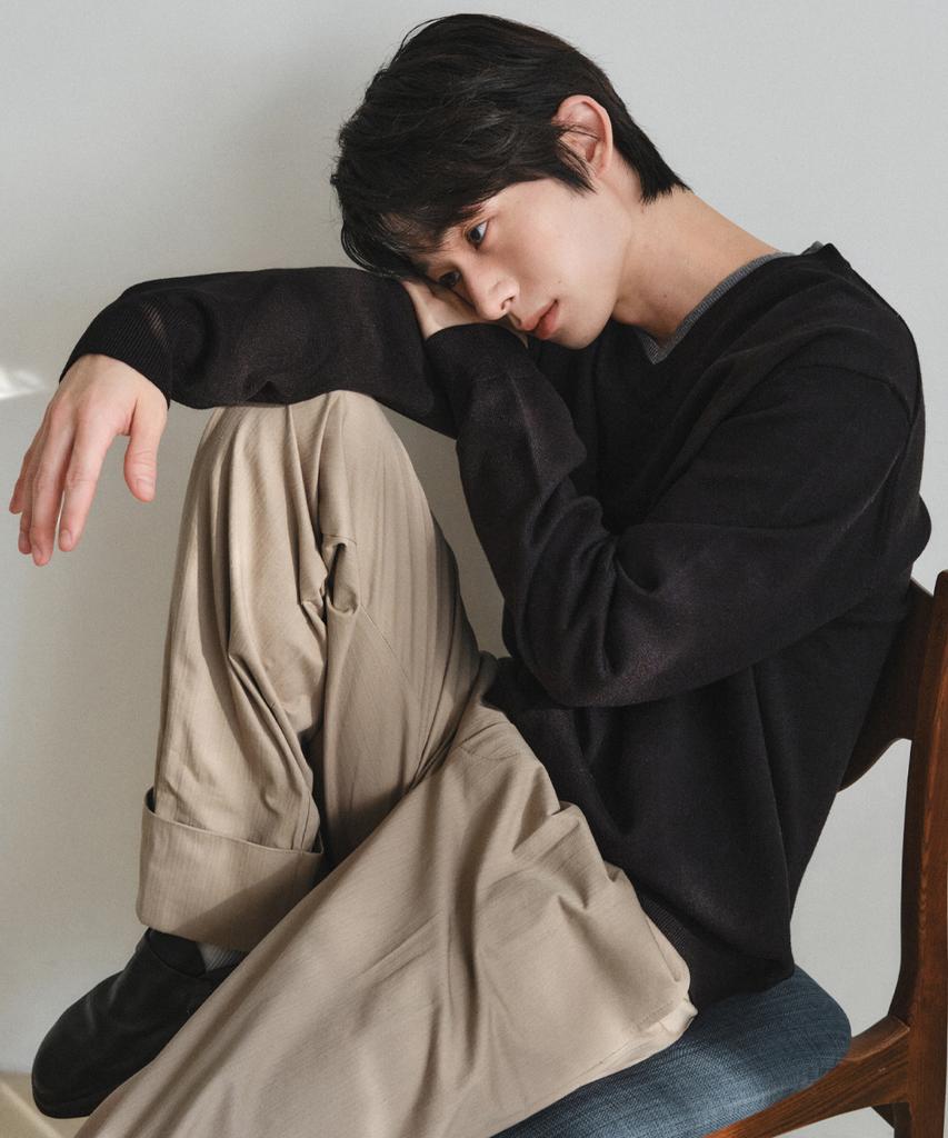 Wednesday Oasis Washable Double Layered V-Neck Knit_Black(Wc26Kn34)