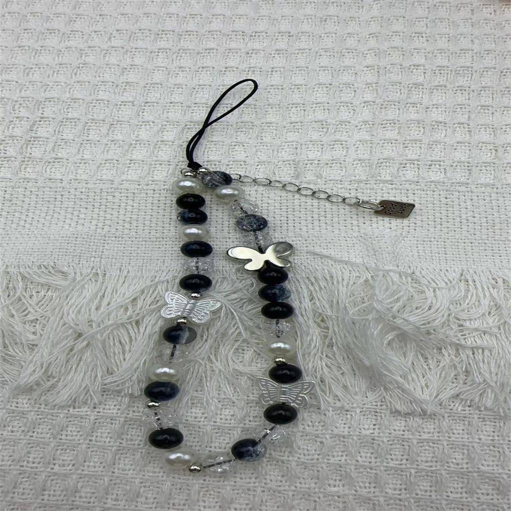 Cute 3D Pink Star Heart Beaded Phone Chain Charm Lanyard For iPhone Samsung Universal Anti-Loss Hanging Rope Jewelry