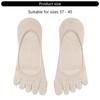 Women's Split Toe No Show Socks Silicone Antislip Grip Breathable Cotton Five Finger Invisible Low Cut Boat Socks
