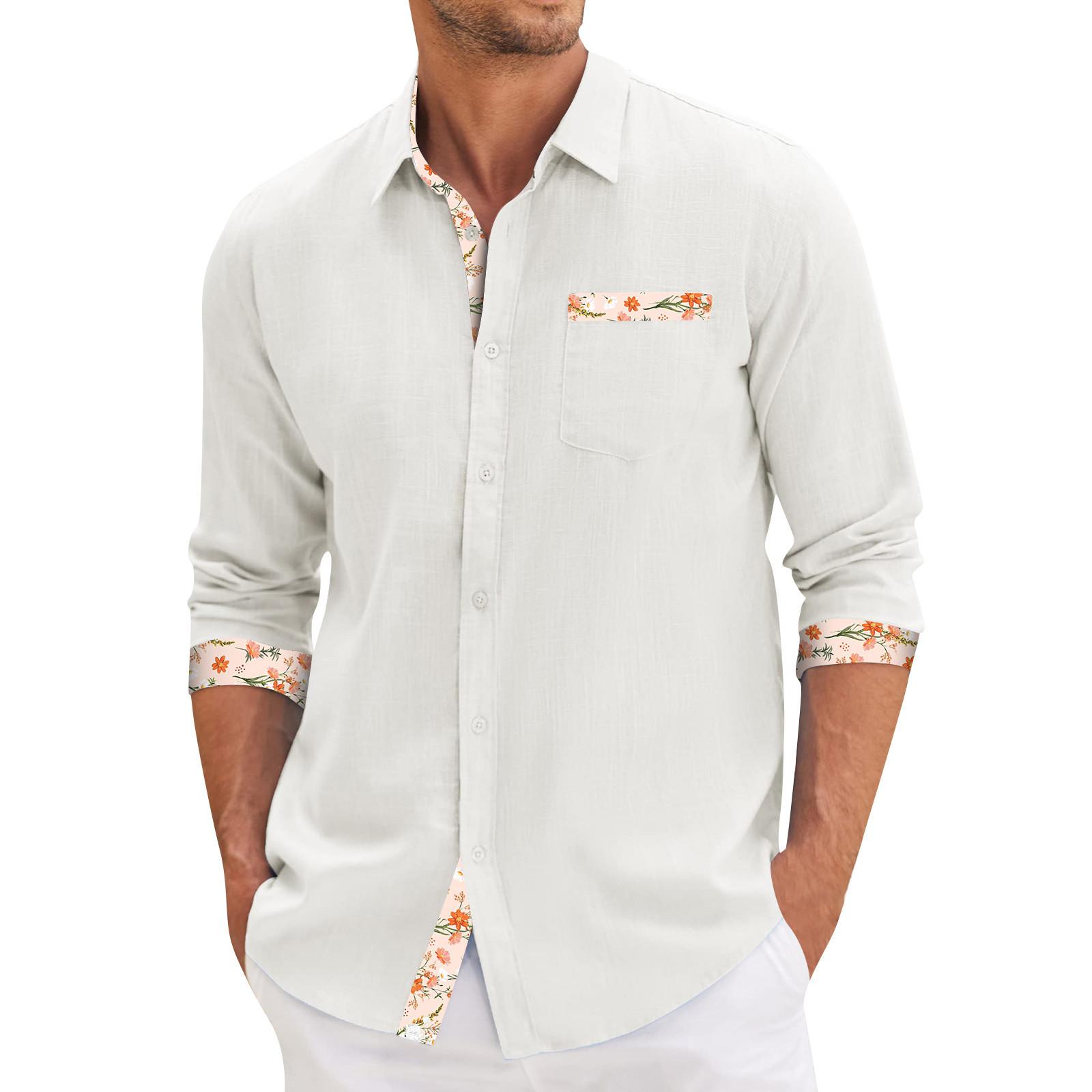 

Мужская летняя новая свободная рубашка с длинным рукавом с принтом, кардиган, пляжная рубашка XL белый