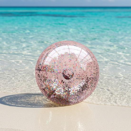 16/24-Zoll Aufblasbarer Glitzer-Strandball Auslaufsichere Klare Bälle mit Konfetti-Pailletten Kinder Erwachsene Sommer Strand Schwimmbad Party Spielzeug
