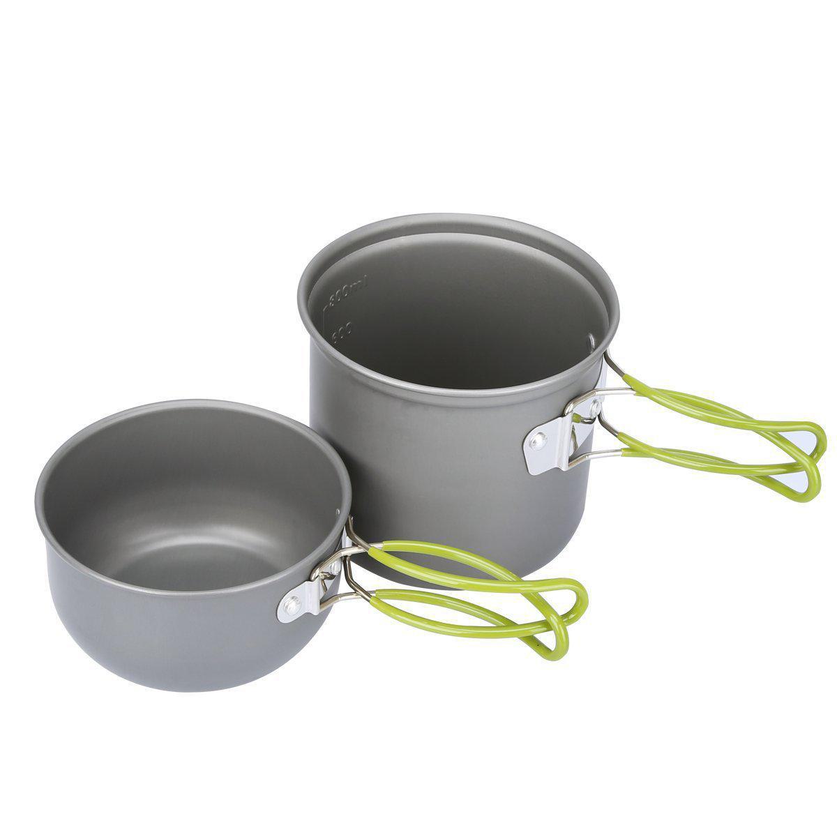 Портативный походный набор посуды DS-101 на 1-2 человек 1-2 Person Portable Set зелёный