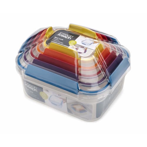Joseph Joseph Nest Lock Plastic Food Storage Container Set with Lockable Airtight Leakproof Lids, 10-Piece Set, Multicolor
