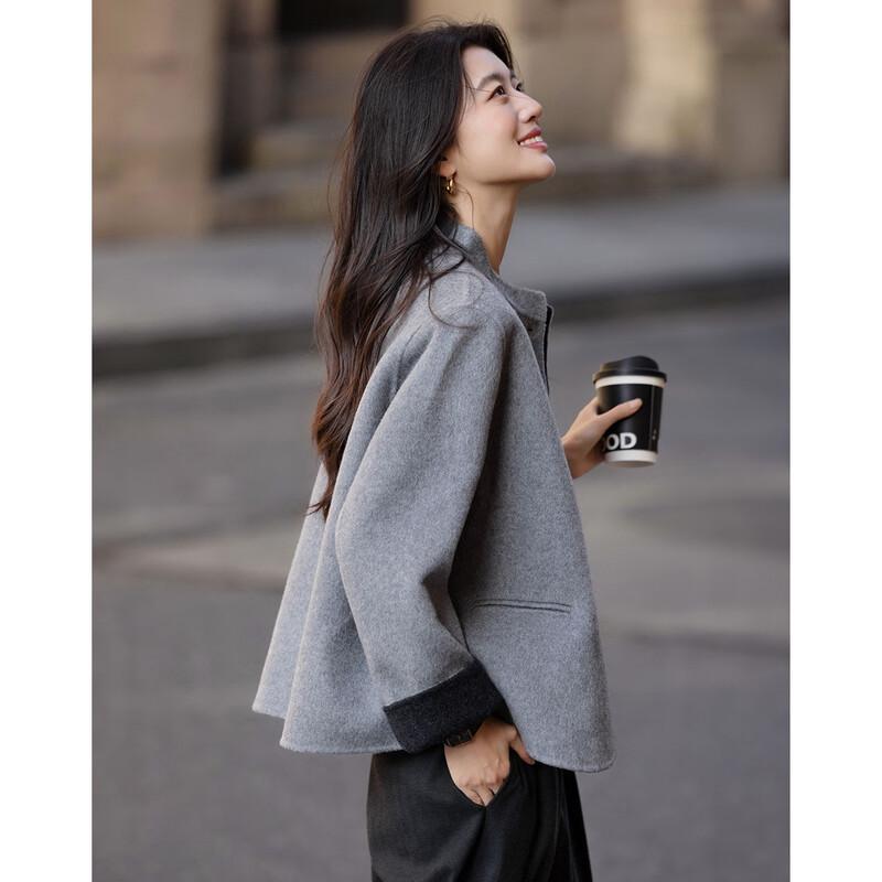 Demana New Chinese Style Fluffy Wool Blend Short Coat