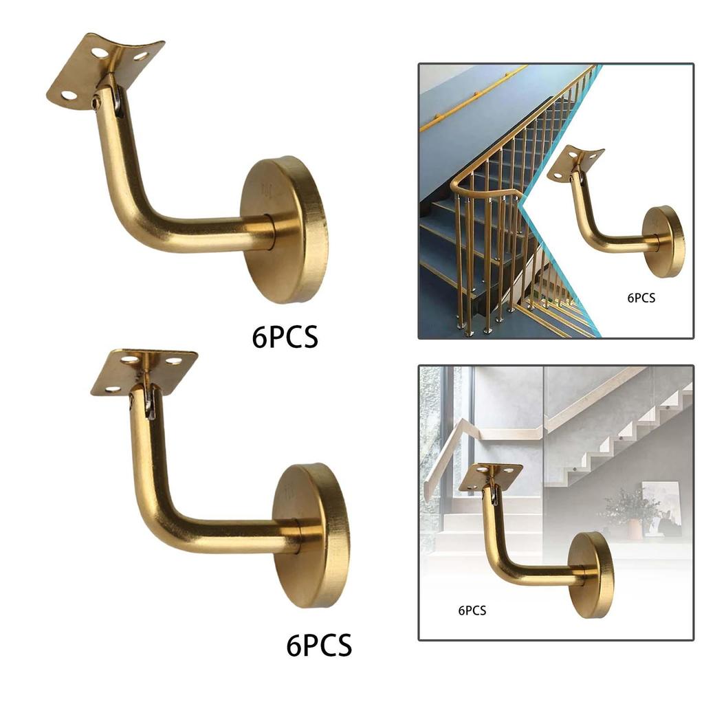 6x Stair Hand Rail Brackets,Banister Support Stairways Handrail Support Bracket Hardware for Hand Railing, Office, Guardrail