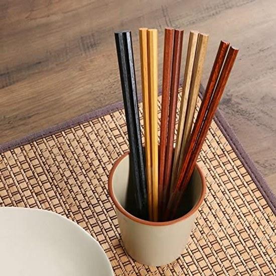 Fujiboeki Chopsticks Octagonal 22.5cm 5 Pairs Set Wooden Natural Wood Lucky 15418