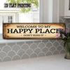 Vintage Welcome To My Happy Place Metal Wall Sign 16 Rustic Farmhouse Decor, Antique Look, Pre-Drilled Holes