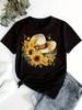 Danqiyoyo Hat Sunflower Floral Fall Graphic Print Short Sleeved Round Neck Y2k Tshirt Women Clothing Tshirt 27062