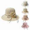 Flowers Decoration Beach Hat Foldable Design Bucket Hat Casual Straw Hat  Sun Protection