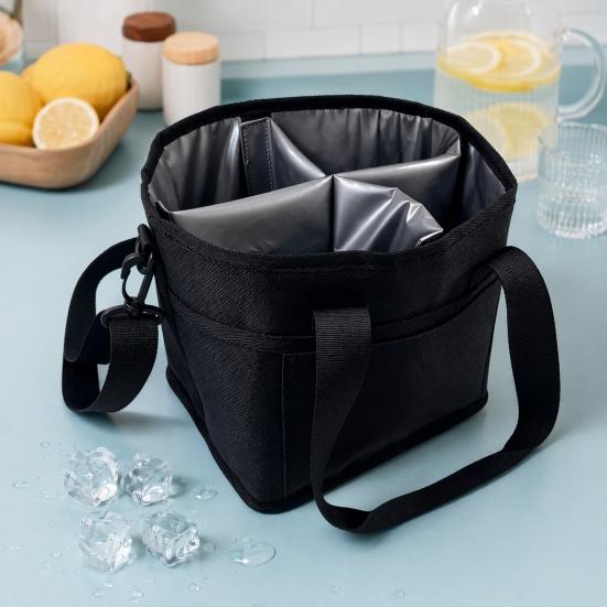 Insulated Drink Carrier Bag, 4 Compartment Tumbler Carrier Caddy, Family Size Drink Bag with Adjustable Shoulder Strap, Drink Caddy Tote for Coffee