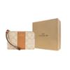 New COACH Corner Zip Canvas With Leather Canvas Bag Mahjong Clutch Wrist Bag Small Size Women's Brown & Khaki Monogram 58035-IMNLJ