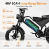 20" x 4.0" Fat Tire Elektrofahrrad für Erwachsene, 48V 18Ah Abnehmbarer Akku, Dual-Motor E-Bike, 7-Gang Offroad E-Bike