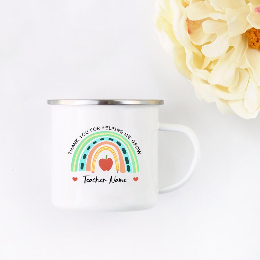 Personalised Teacher Mug with Name Thank You for Helping Me Grow Gift Nursery Primary Teacher Appreciation Gifts Coffee Mug 360ml