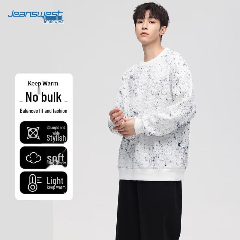 JEANSWEST Men's Jacquard Crew Neck Sweatshirt