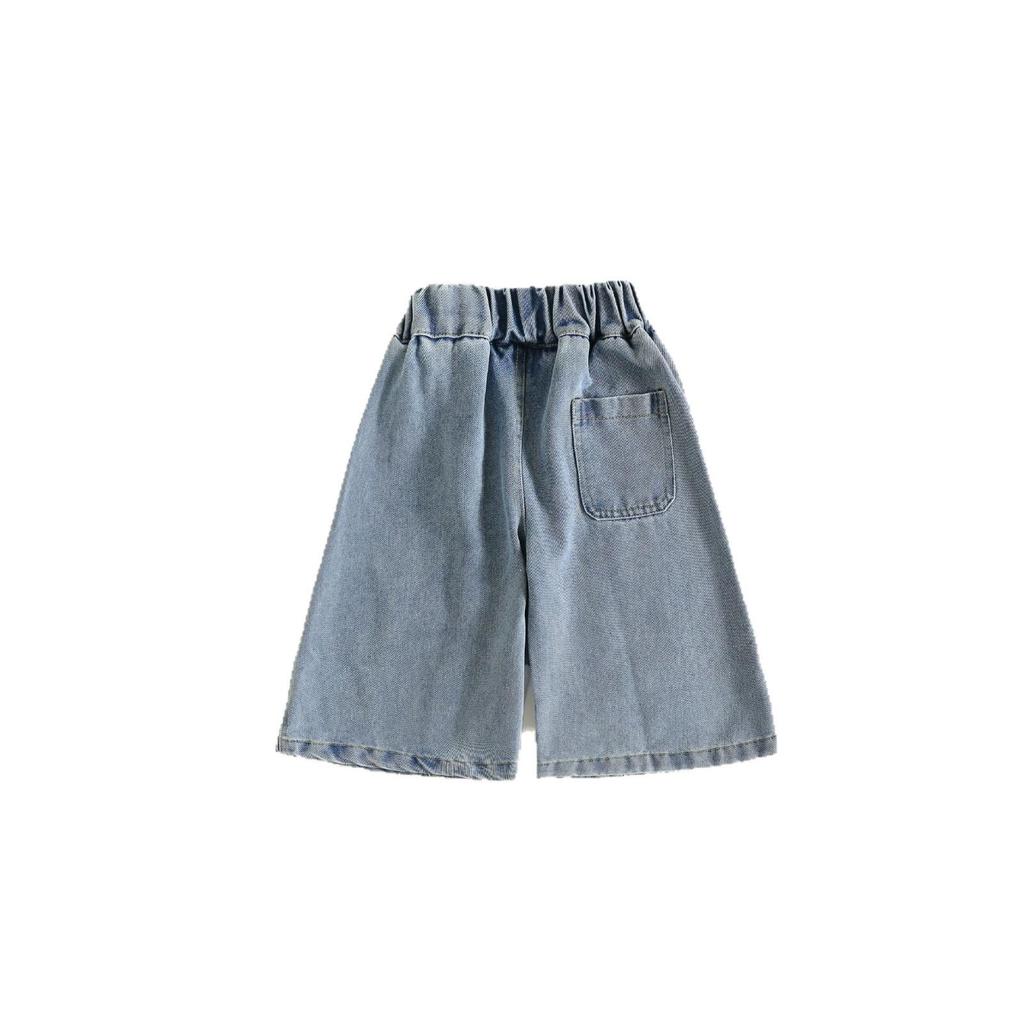 2025 Autumn Girls' Skin-Friendly Korean Style Wide-Leg Cropped Jeans