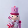 14 Inch Wooden Nutcracker Ornaments Christmas Decorations Pink Glitter Soldier Doll Figurine Puppet Toy Home Decor