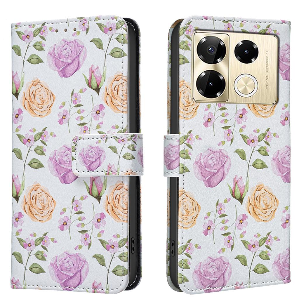 Lederhüllen Blume Schmetterling Bemaltes PU Schutzhülle mit Kartenhalter Magnetverschluss Ständer Für Infinix Note 40/Note 40 Pro
