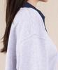 Ellamo French Terry Two-Button Denim Collar Oversized Sweatshirt [Melange]