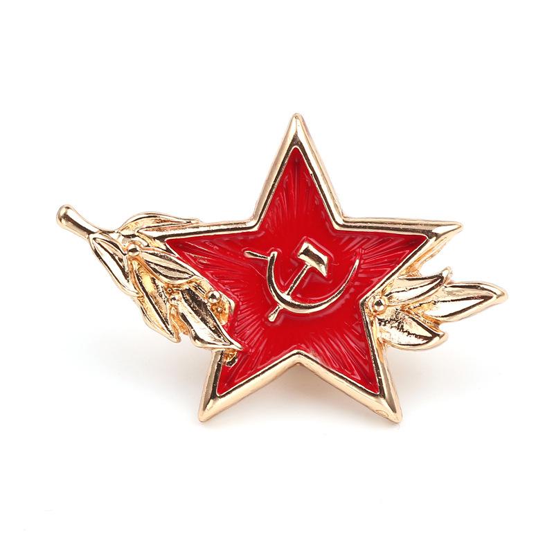 Брошь символ красная звезда перо Европа, Америка и Советский Союз СССР металлическая значок булавка ювелирное изделие
