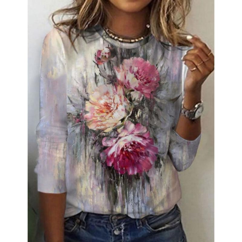 

Осень-зима женский пуловер с длинными рукавами, новый 3D-свитер, футболка, модный цветок в стиле Харадзюку, большая свободная одежда