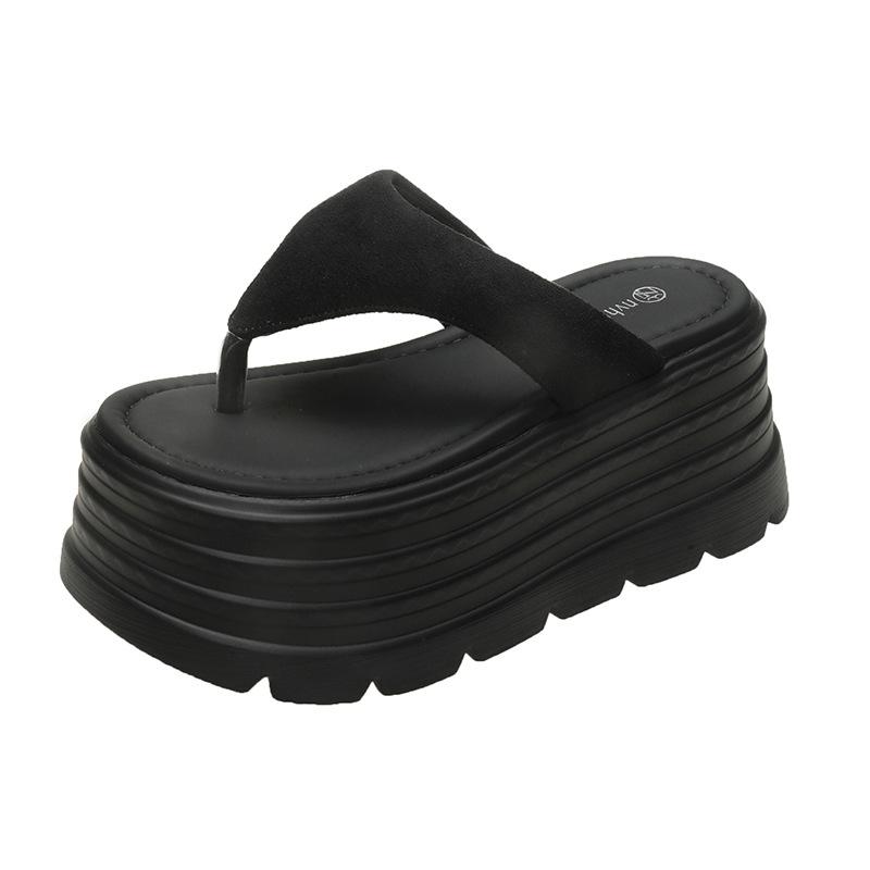 

Slippers women s spring outer wear 2025 new super fire sandals pinch flip-flops black thick-soled cool slippers 34 чёрный