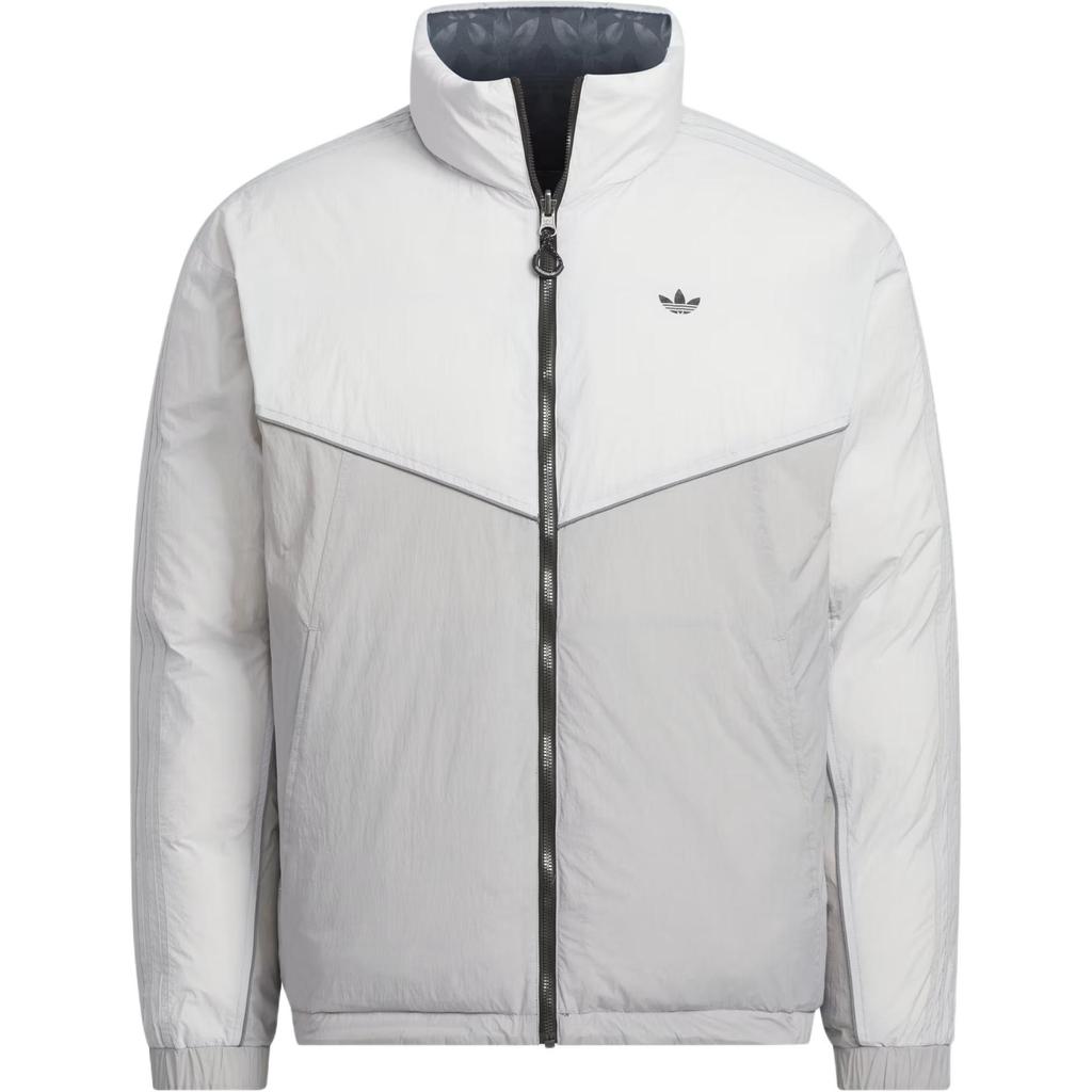 adidas Originals Sports Lifestyle Series Reversible Stand Collar Comfortable Fashion Down Jacket Men Jacket Black Gray JD3746