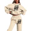 Trendy Casual Loose Hooded Sweatshirt Set Printed