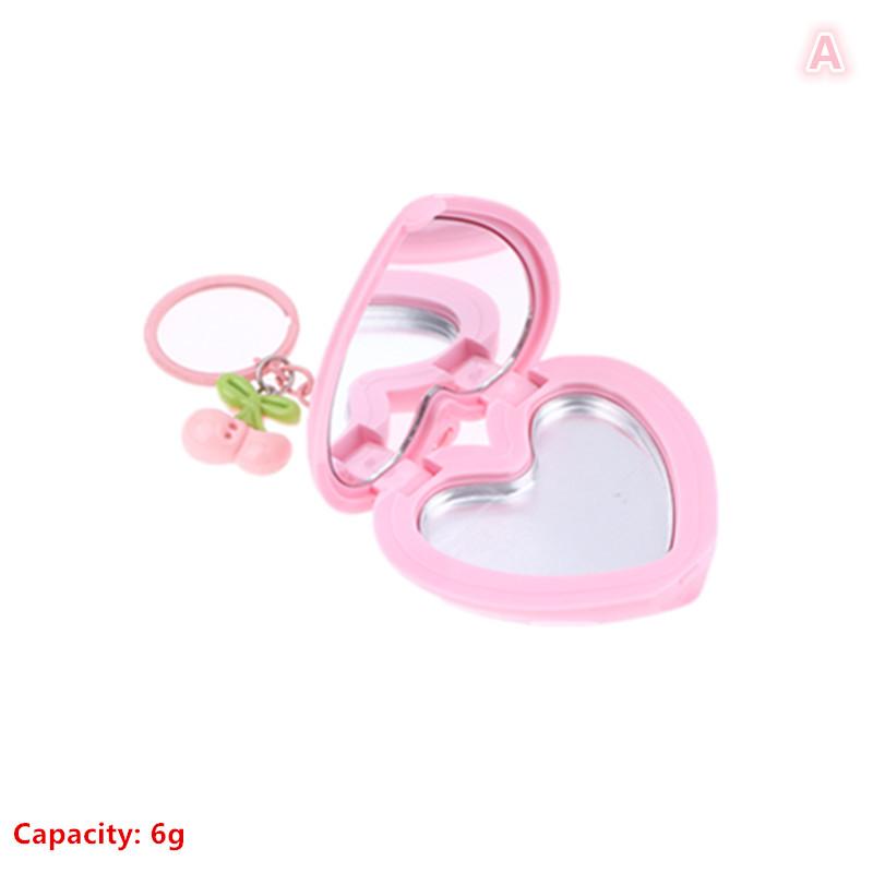 1Pcs Heart Shape Mini Empty Blush Powder Box Eye Shadow Container With Mirror And Aluminum Pan Key Chain Lipstick Packaging