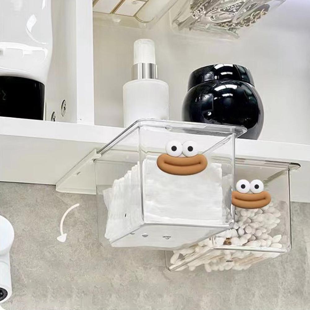 Transparent Bathroom Cotton Stick Makeup Cotton Bathroom Pull-Out Storage Drawer Style Storage Box Under The Mirror Cabinet