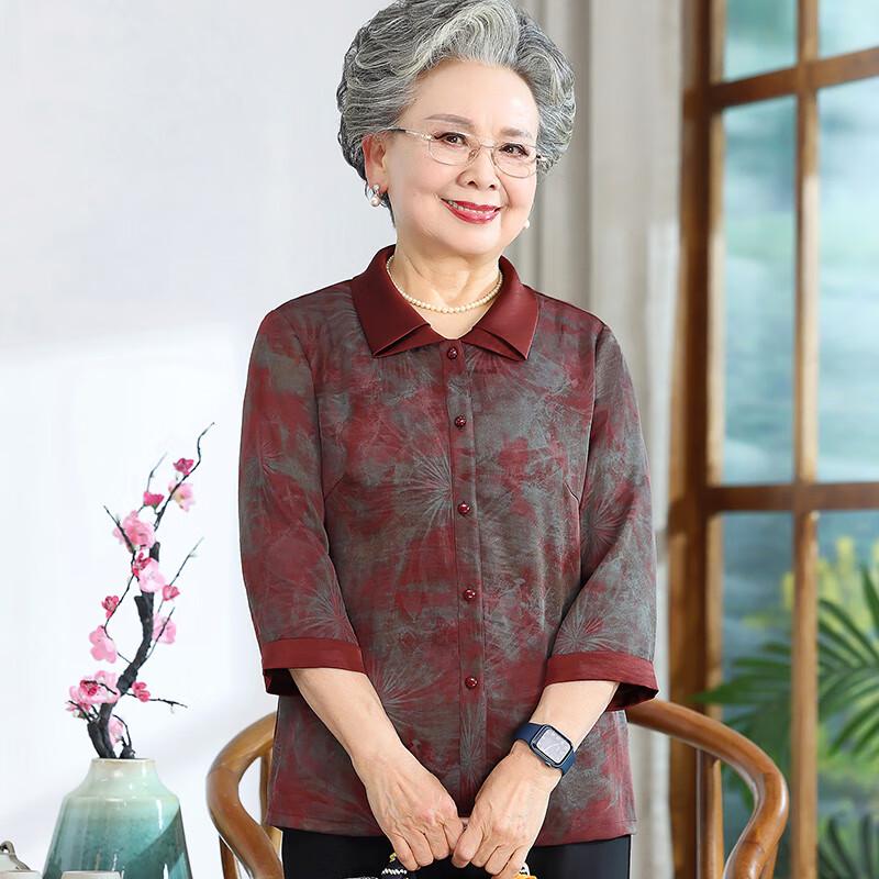 Elderly Women s Spring/Summer Floral Blouse 2XL
