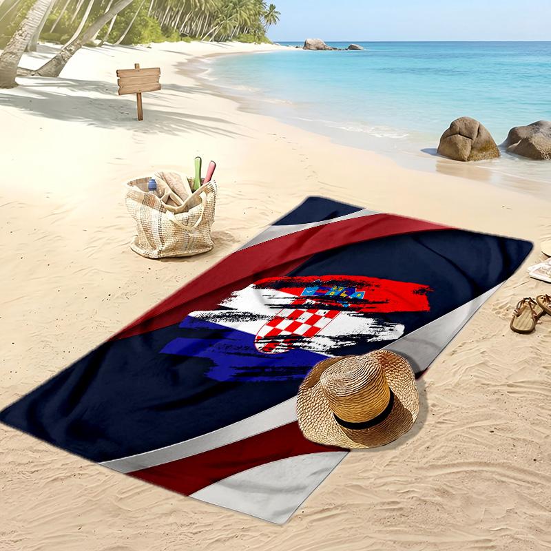 Asciugamano da Spiaggia con Stampa Calcio Croazia Asciugatura Rapida Super Assorbente Morbido Asciugamano da Bagno per Nuoto Spiaggia Viaggio Souvenir Regalo per Fan