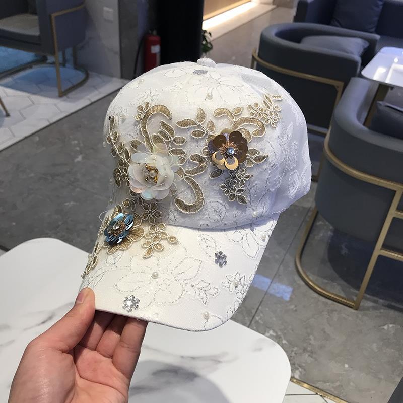 Hat Women's Baseball Cap Versatile Flower Cap Spring and Summer Breathable Sun Hat Korean Version