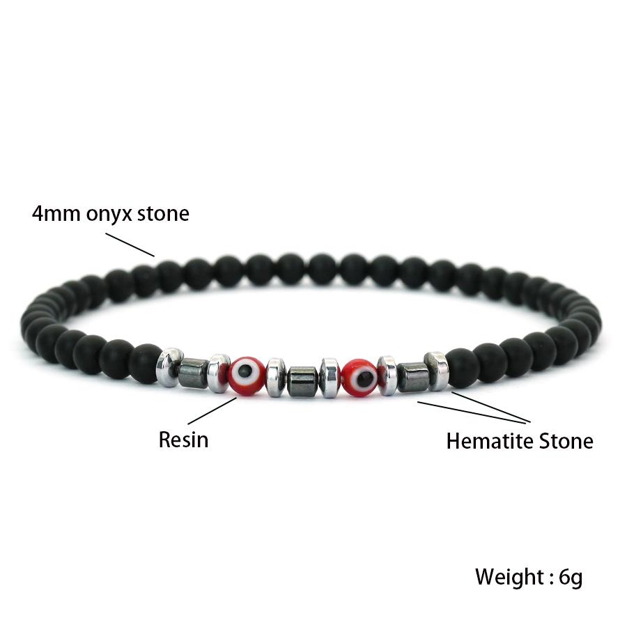 Neue Mode 2 Stück Herren Armband Türkei Böse Augen Perlenarmband Gewichtslos Natürlich 4mm Onyx Hämatit Energie Schmuck Geschenk Für Ihn