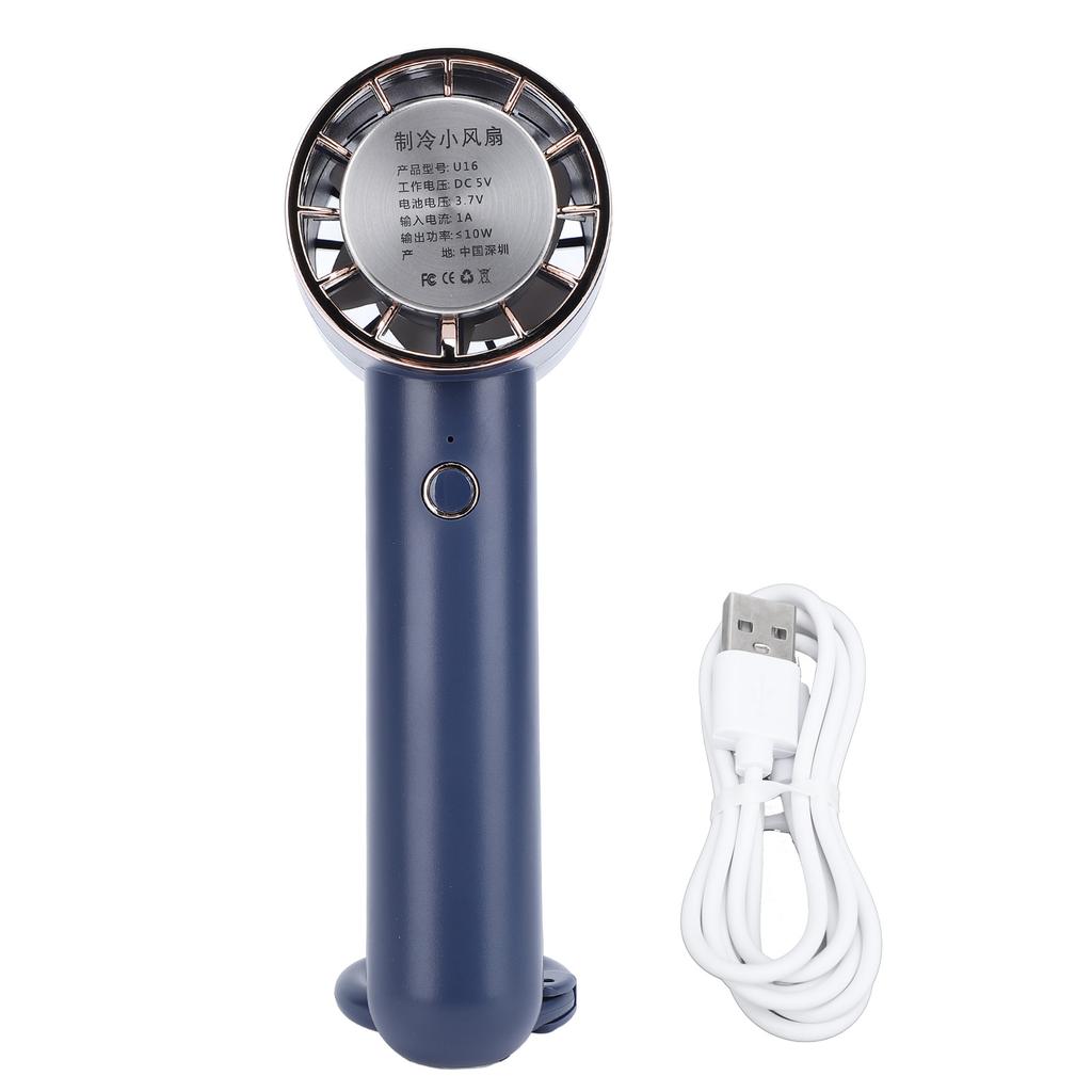 Handgekühlter Lüfter USB-Aufladung Tragbar Halbleiter Kältekompresse Mini Hand-Schreibtischlüfter für Outdoor-Wandern Marineblau