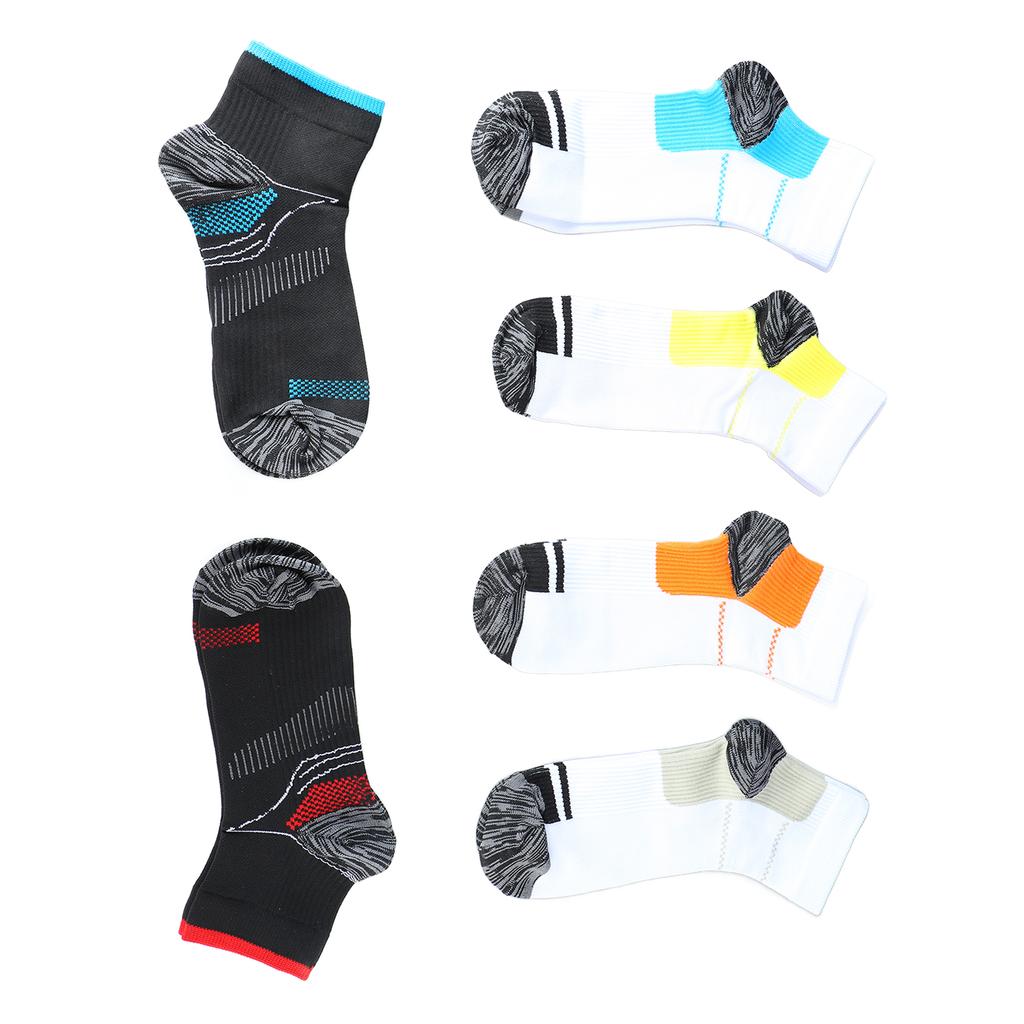 6 Pairs Short Sports Socks Sweat Absorption Breathable High Elasticity Compression Socks for Men Women Color Mixed Free