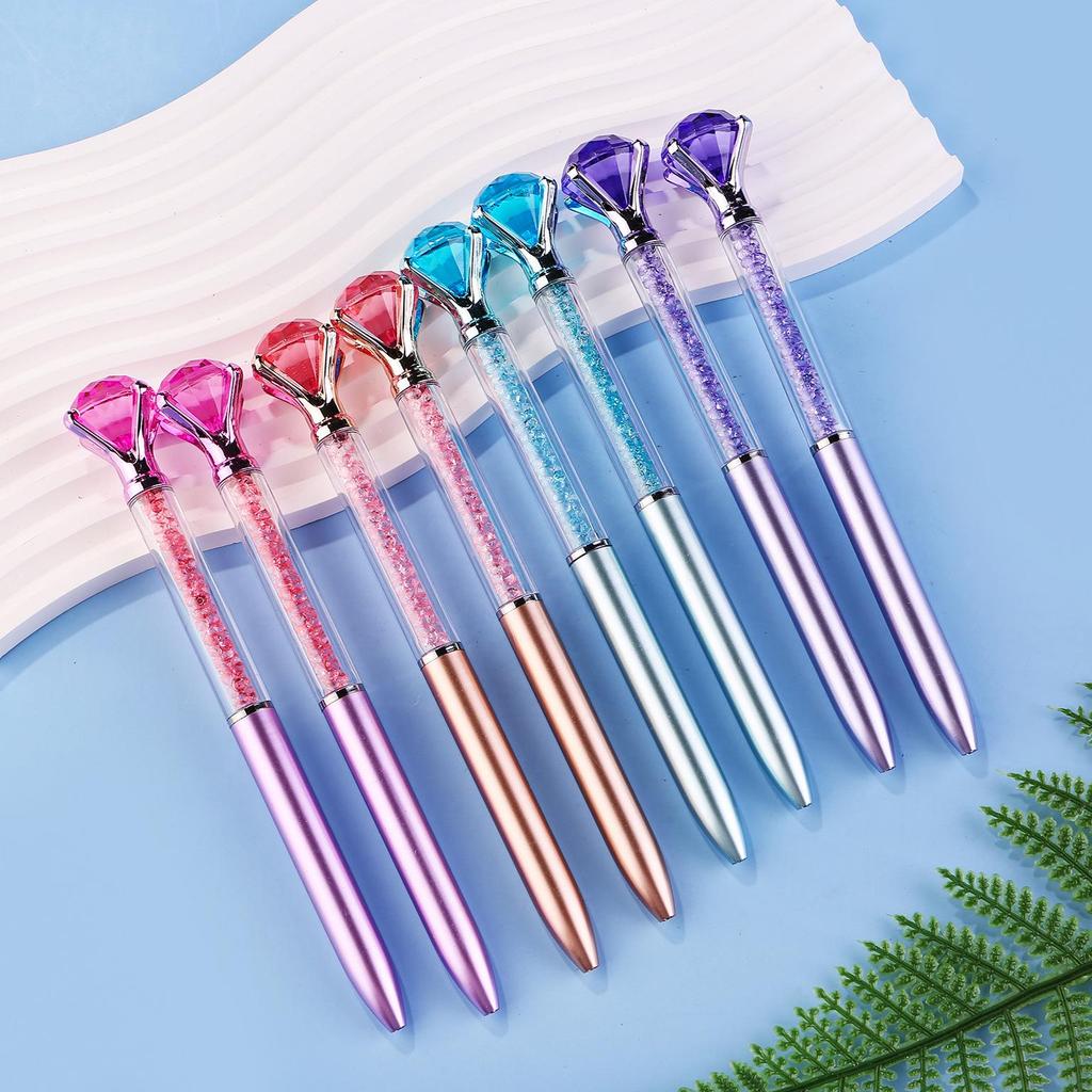 Imitation Metal Crystal Gem Glitter Pen with Large Diamond Bead