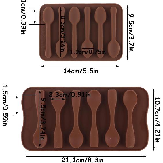Hot Chocolate Spoon Mold - Silicone Shaped Mold for Hot Cocoa, Coffee & Butterscotch - Handmade Chocolate Stirring Spoons