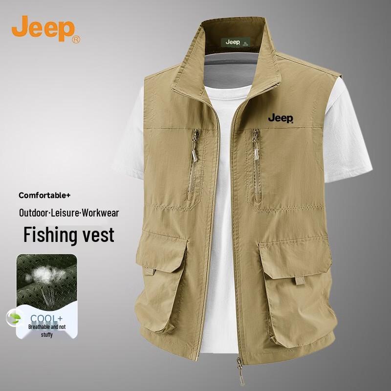 JEEP Men s Multi-Pocket Lightweight Summer Vest 4XL