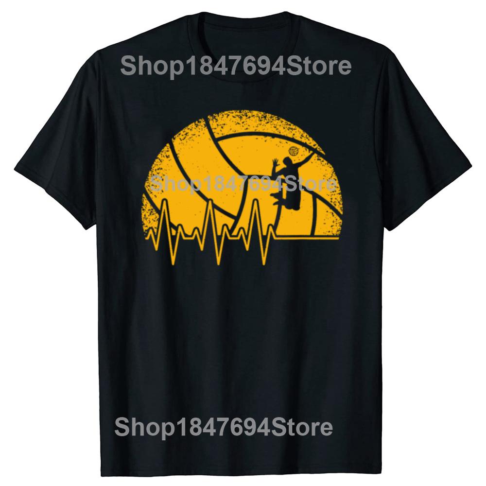 Heartbeat Volleyball Player Sports Tshirts for Men Hip Hop Streetwear TShirt Camisetas 2025 Classic Popular Tee Shirt Men