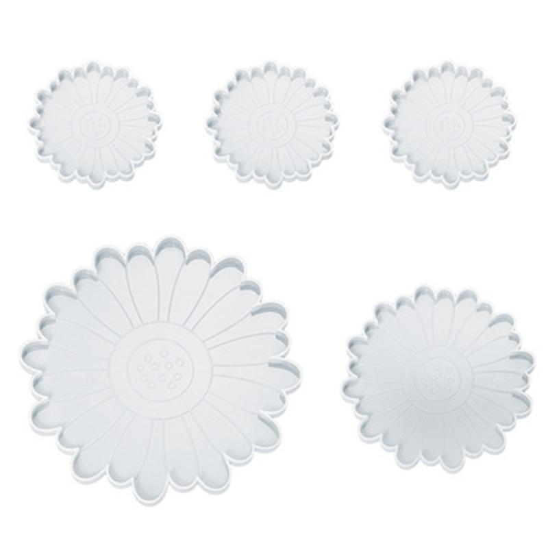 

5Pcs Crafts Daisy Tray Coaster Epoxy Resin Mold Cup Mat Mug Pad Silicone Mould
