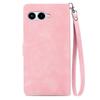 For T-Mobile REVVL 8 Zipper Wallet Case with Strap Flower Imprint PU Leather Phone Cover