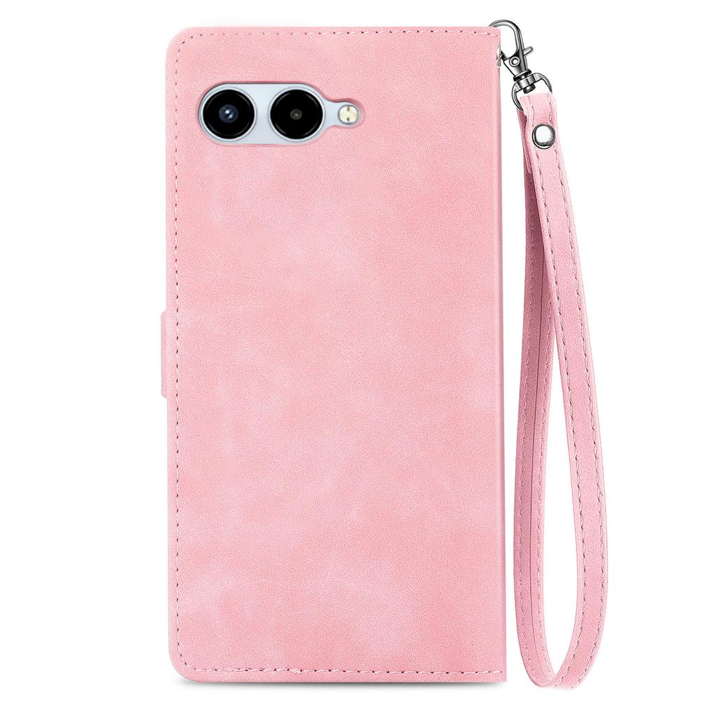 For T-Mobile REVVL 8 Zipper Wallet Case with Strap Flower Imprint PU Leather Phone Cover
