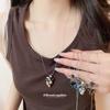 Elegant Faux Stone Marbled Flower Necklace – Stylish Sweater Chain for Unique Fashion Statements
