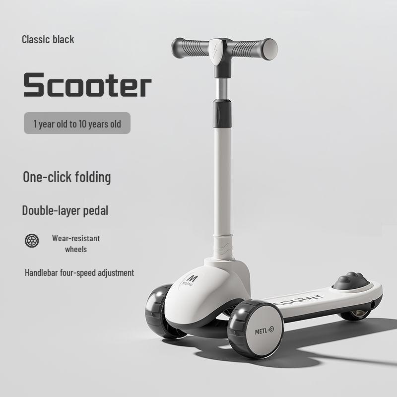 Folding Kids' Scooter with Seat, Ages 1-10, for Boys and Girls