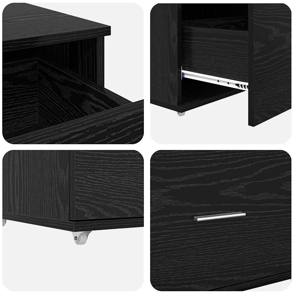 Drawer Cabinet with Wheels Black Oak Effect 55 x 45 x 31 cm
