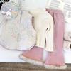 Girls' Winter 2025 Chinese-Style Fleece-Lined Vest & Flared Pants Two-Piece Set