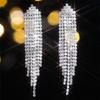 Rhinestones Long Fringe Earrings Sparkly Women Accessories Dangle Chain Stud Earrings Tassel Earrings Evening Wear